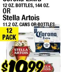 Western Beef Corona Extra 12 OZ. BOTTLES, 144 OZ. OR Stella Artois 11.2 OZ. CANS OR BOTTLES offer