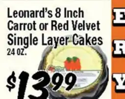 Western Beef Leonard's 8 Inch Carrot or Red Velvet Single Layer Cakes offer