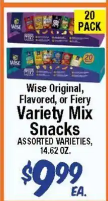 Western Beef Wise Original, Flavored, or Fiery Variety Mix Snacks offer