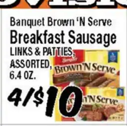Western Beef Banquet Brown 'N Serve Breakfast Sausage LINKS & PATTIES, ASSORTED offer