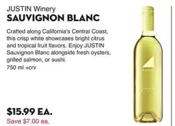 Bristol Farms JUSTIN Winery SAUVIGNON BLANC offer