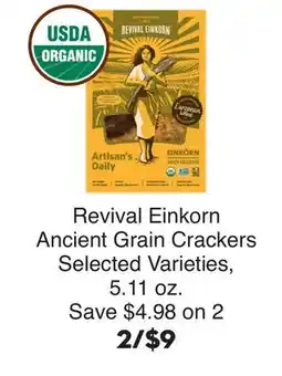 Bristol Farms Revival Einkorn Ancient Grain Crackers offer