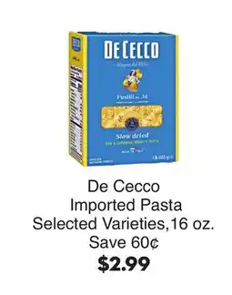 Bristol Farms De Cecco Imported Pasta offer