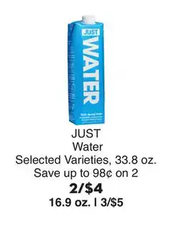 Bristol Farms JUST Water offer