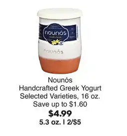 Bristol Farms Nounós Handcrafted Greek Yogurt offer