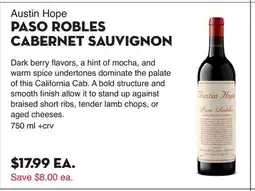 Bristol Farms Austin Hope PASO ROBLES CABERNET SAUVIGNON offer