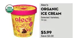 Bristol Farms Alec's ORGANIC ICE CREAM offer