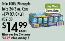 Smart & Final Dole 100% Pineapple Juice cans offer