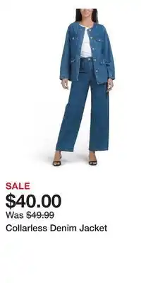 TJ Maxx Collarless Denim Jacket offer