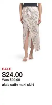 TJ Maxx alaia satin maxi skirt offer