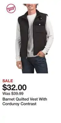 TJ Maxx Barnet Quilted Vest With Corduroy Contrast offer