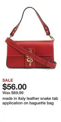 TJ Maxx made in italy leather snake tab application on baguette bag offer