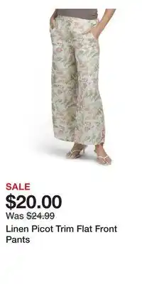 TJ Maxx Linen Picot Trim Flat Front Pants offer