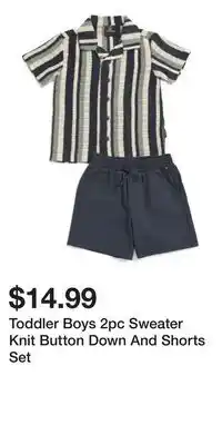 TJ Maxx Toddler Boys 2pc Sweater Knit Button Down And Shorts Set offer
