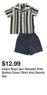 TJ Maxx Infant Boys 2pc Sweater Knit Button Down Shirt And Shorts Set offer
