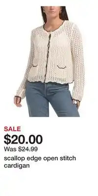 TJ Maxx scallop edge open stitch cardigan offer