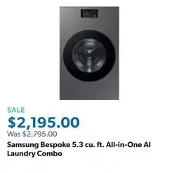 Sam's Club Samsung Bespoke 5.3 cu. ft. All-in-One AI Laundry Combo offer