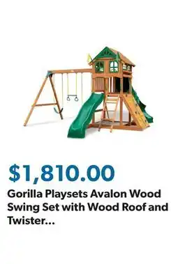 Sam's Club Gorilla Playsets Avalon Wood Swing Set with Wood Roof and Twister Tube Slide offer