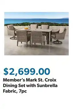 Sam's Club Member's Mark St. Croix Dining Set with Sunbrella Fabric, 7pc offer