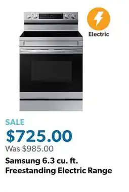 Sam's Club Samsung 6.3 cu. ft. Freestanding Electric Range offer