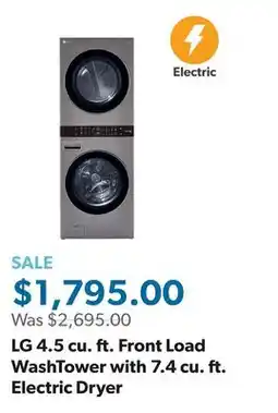Sam's Club LG 4.5 cu. ft. Front Load WashTower with 7.4 cu. ft. Electric Dryer offer
