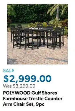 Sam's Club POLYWOOD Gulf Shores Farmhouse Trestle Counter Arm Chair Set, 9pc offer