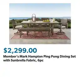 Sam's Club Member's Mark Hampton Ping Pong Dining Set with Sunbrella Fabric, 6pc offer