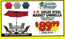Ollie's 9 FT. SOLAR STEEL MARKET UMBRELLA offer