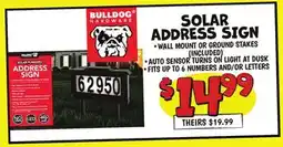 Ollie's BULLDOG HARDWARE SOLAR ADDRESS SIGN offer