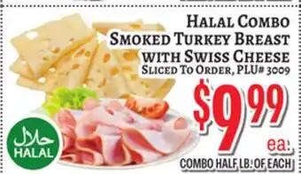 Trade Fair Supermarket Halal Combo Smoked Turkey Breast with Swiss Cheese offer