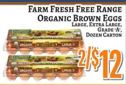 Trade Fair Supermarket Farm Fresh Free Range Organic Brown Eggs offer