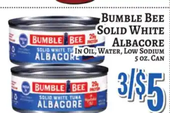 Trade Fair Supermarket Bumble Bee SOLID WHITE ALBACORE offer