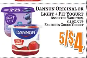 Trade Fair Supermarket Dannon ORIGINAL OR LIGHT + FIT YOGURT offer