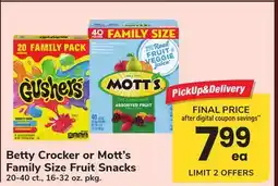 ACME Betty Crocker or Mott's Family Size Fruit Snacks offer