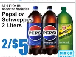 SuperFresh Pepsi or Schweppes 2 Liters offer