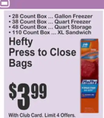SuperFresh Hefty Press to Close Bags offer