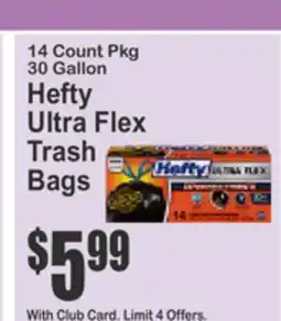 SuperFresh 14 Count Pkg 30 Gallon Hefty Ultra Flex Trash Bags offer