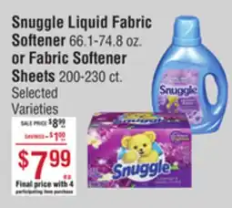 Smart & Final Snuggle Liquid Fabric Softener or Fabric Softener Sheets offer