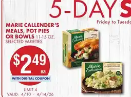 Smart & Final MARIE CALLENDER'S MEALS, POT PIES OR BOWLS offer