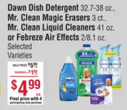 Smart & Final Dawn Dish Detergent, Mr. Clean Magic Erasers, Mr. Clean Liquid Cleaners or Febreze Air Effects offer