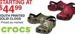 Dunham's Sports YOUTH PRINTED SOLID CLOGS offer