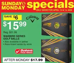 Dunham's Sports WARBIRD SERIES GOLF BALLS offer