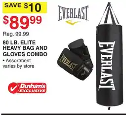 Dunham's Sports 80 LB. ELITE HEAVY BAG AND GLOVES COMBO offer