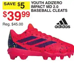 Dunham's Sports ADIDAS YOUTH ADIZERO IMPACT MD 2.0 BASEBALL CLEATS offer