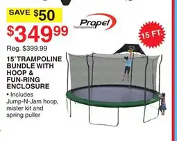 Dunham's Sports PROPEL 15' TRAMPOLINE BUNDLE WITH HOOP & FUN-RING ENCLOSURE offer