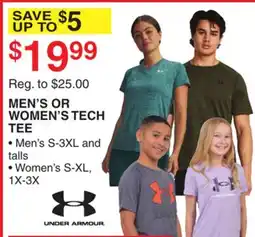 Dunham's Sports UNDER ARMOUR MEN'S OR WOMEN'S TECH TEE offer