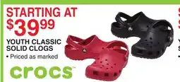 Dunham's Sports CROCS YOUTH CLASSIC SOLID CLOGS offer