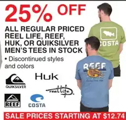 Dunham's Sports REEL LIFE, REEF, HUK, OR QUIKSILVER MEN'S TEES IN STOCK offer