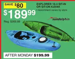 Dunham's Sports EXPLORER 10.4 SIT-IN OR SIT-ON KAYAK offer