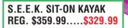 Dunham's Sports S. E. E. K. SIT-ON KAYAK offer